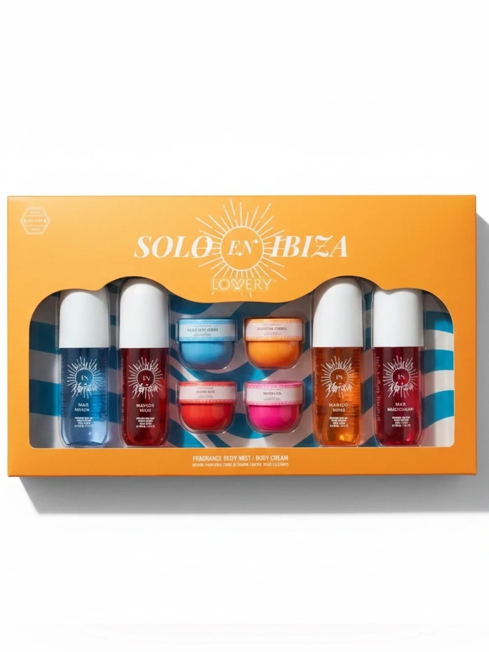 New 8 Piece Solo en Ibiza Body Mist & Cream Gift Set MSRP $149 Cult Favorite